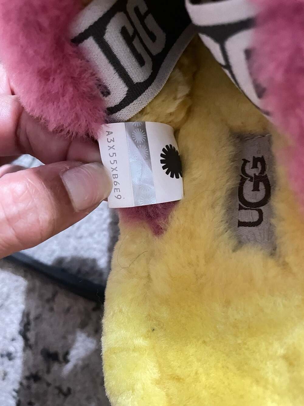 UGG Fluff Yeah Slide Pride Rainbow Yellow Slippers Women's Size 8 - Picture 5 of 7